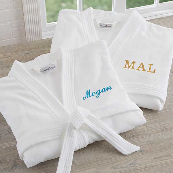 Embroidered hotel bathrobe