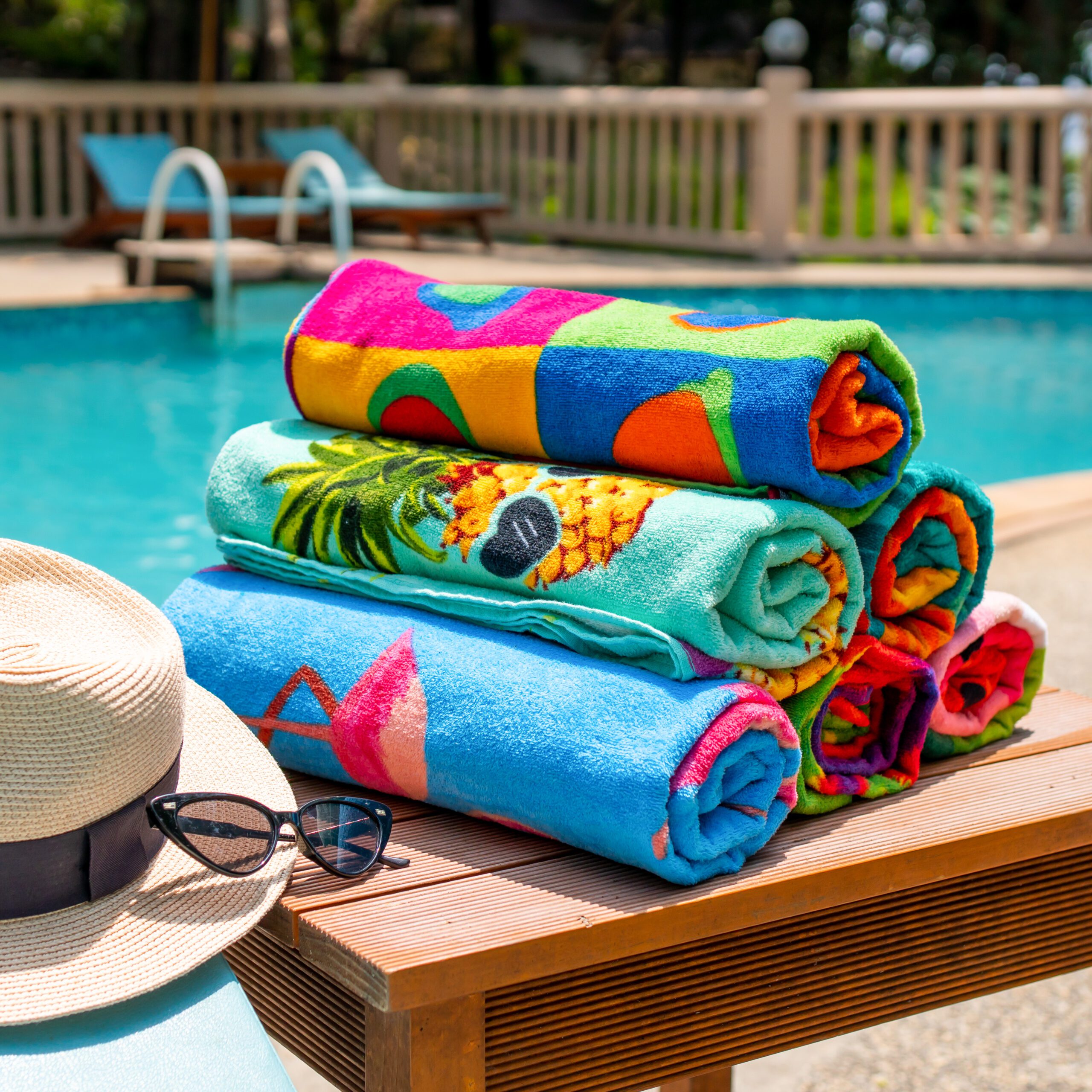Beach towels stacked